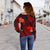 Samoa Polynesian Off Shoulder Sweater - Red Plumeria - Polynesian Pride