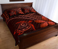 Hawaiian Turtle Plumeria Kakau Polynesian Quilt Bedding Set Red - Polynesian Pride