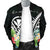 Hawaii Men's Bomber Jacket - Hawaii Coat of Arms & Polynesian Tropical Flowers White - Polynesian Pride