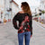 Vanuatu Polynesian Women's Off Shoulder Sweater - Turtle With Blooming Hibiscus Red - Polynesian Pride