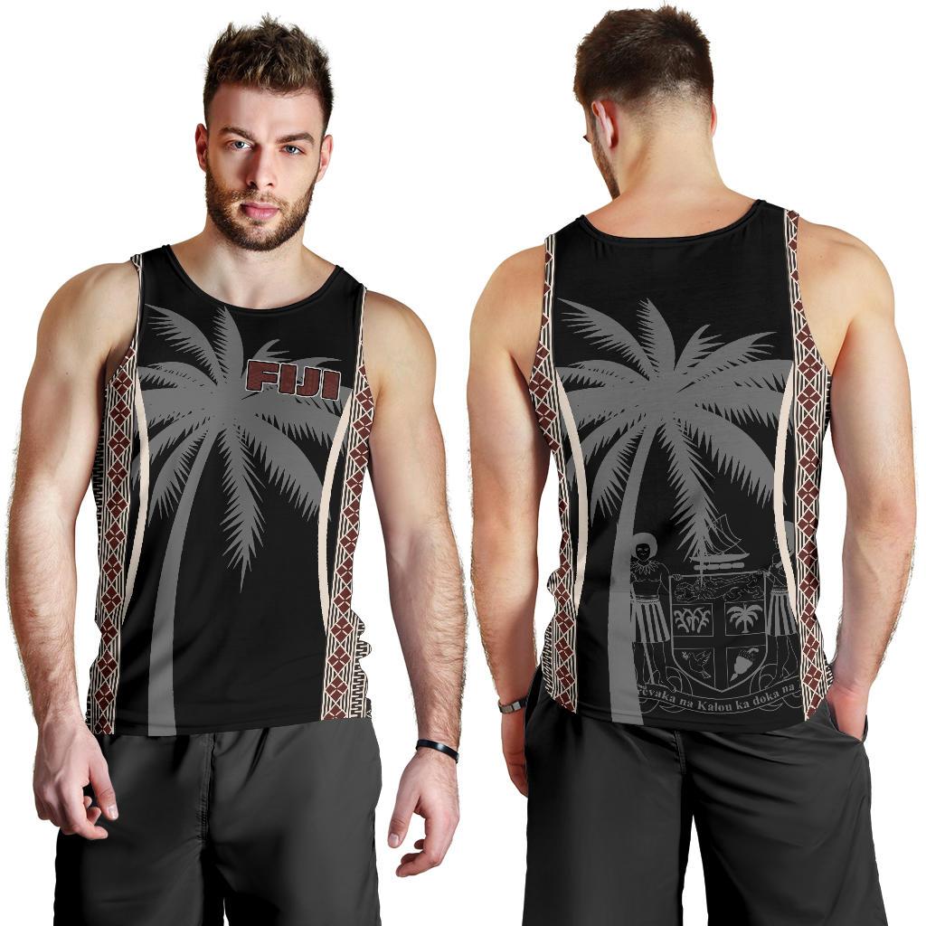 Fiji Men's Tank Top - Tapa Coconut Black - Polynesian Pride
