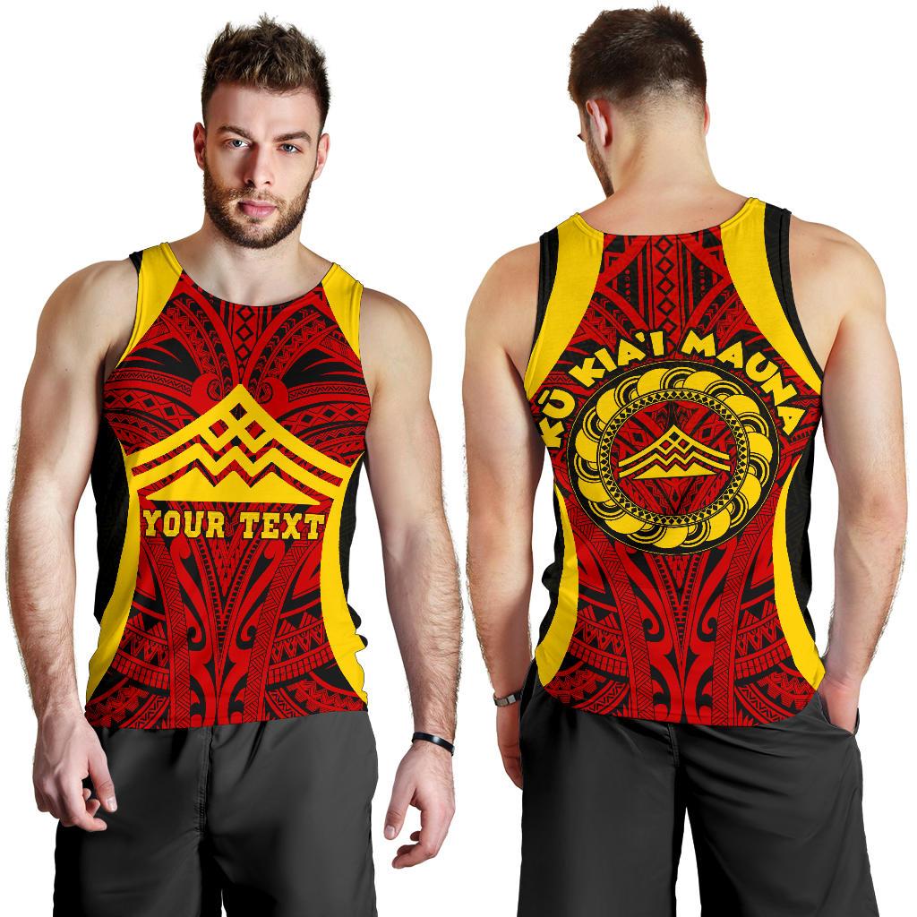 Hawaii Custom Personalised Men's Tank Top - Protect Mauna Kea Red Yellow - Polynesian Pride