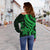 Papua New Guinea Women's Off Shoulder Sweater - Green Tentacle Turtle - Polynesian Pride