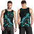 Fiji Polynesian Men Tank Top - Turtle With Blooming Hibiscus Tuquoise - Polynesian Pride