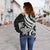 Nauru Women's Off Shoulder Sweater - White Tentacle Turtle - Polynesian Pride