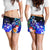 Fiji Custom Personalised Women's Shorts - Humpback Whale with Tropical Flowers (Blue) - Polynesian Pride