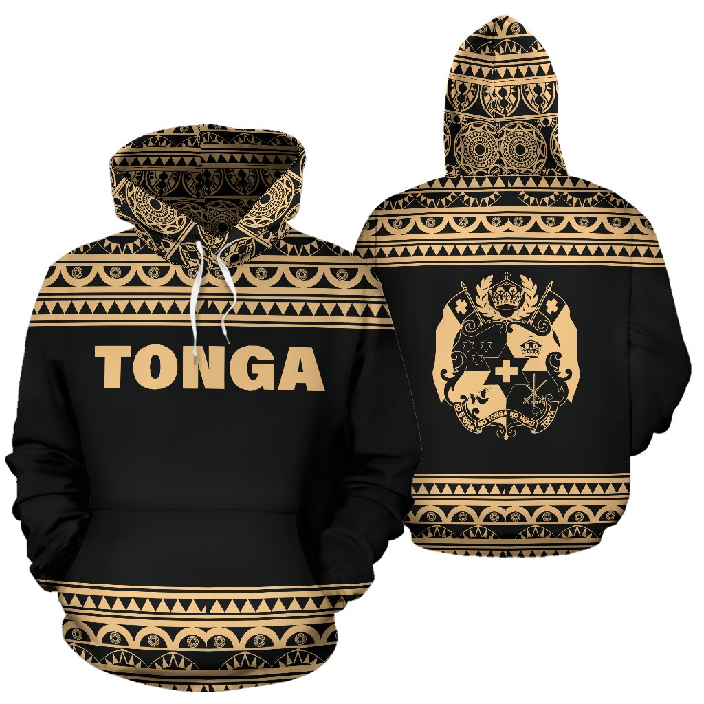 Tonga All Over Hoodie Polynesian Gold Version Unisex White - Polynesian Pride