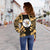 Niue Women's Off Shoulder Sweater - Polynesian Tattoo Gold - Polynesian Pride