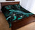 Niue Polynesian Quilt Bed Set - Turtle With Blooming Hibiscus Turquoise - Polynesian Pride