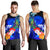 Polynesian Hawaii Custom Personalised Men's Tank Top - Humpback Whale with Tropical Flowers (Blue) - Polynesian Pride