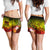 Fiji Custom Personalised Women's Shorts - Humpback Whale with Tropical Flowers (Yellow) - Polynesian Pride