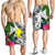 Palau Men's Short White - Turtle Plumeria Banana Leaf - Polynesian Pride