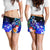 Marshall Islands Custom Personalised Women's Shorts - Humpback Whale with Tropical Flowers (Blue) - Polynesian Pride