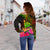 New Caledonia Polynesian Personalised Women's Off Shoulder Sweater - Hibiscus and Banana Leaves - Polynesian Pride