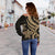 Chuuk Women Off Shoulder Sweater - Gold Tentacle Turtle - Polynesian Pride