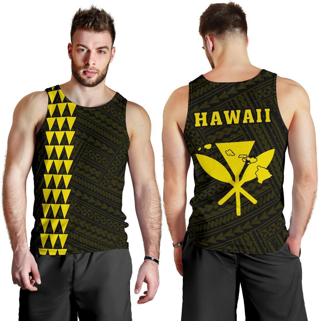 Hawaii Kakau Polynesian Kanaka Map Men's Tank Top - Yellow Yellow - Polynesian Pride