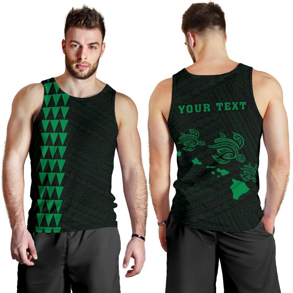 Hawaii Kakau Polynesian Three Turtles Map Personalized Men's Tank Top - Green Green - Polynesian Pride