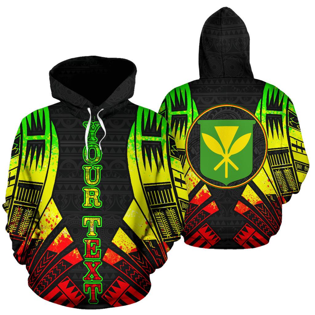 Hawaii Kanaka Maoli All Over Custom Hoodie Reggae Color Tattoo Style Unisex Black - Polynesian Pride