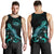 Hawaii Polynesian Men Tank Top - Turtle With Blooming Hibiscus Tuquoise - Polynesian Pride