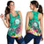 Hawaii Polynesian Women's Racerback Tank - Hawaii Seal With Turtle Plumeria (Turquoise) Turquoise - Polynesian Pride