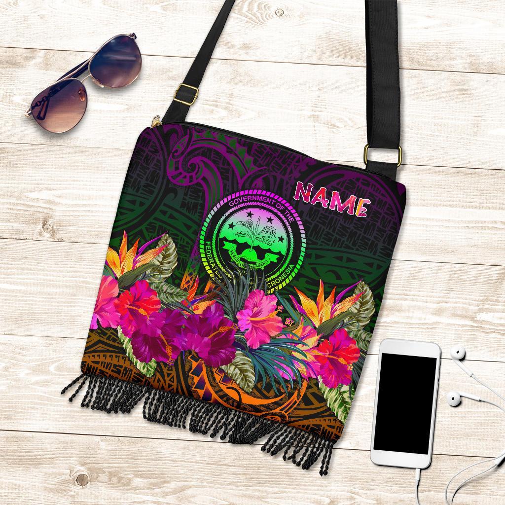 Federated States of Micronesia Personalised Crossbody Boho Handbag - Summer Hibiscus One Style One Size Reggae - Polynesian Pride