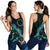 Cook Islands Polynesian Women Tank Top - Turtle With Blooming Hibiscus Turquoise - Polynesian Pride