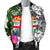 Fiji Men's Bomber Jacket White - Turtle Plumeria Banana Leaf - Polynesian Pride