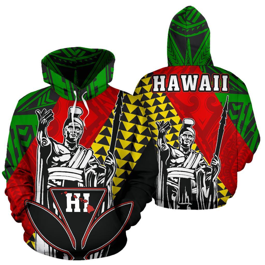 Hawaii Kanaka Maoli Cover Kakau Polynesian King Hoodie Unisex Black - Polynesian Pride