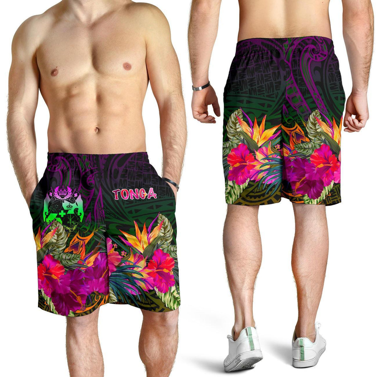 Tonga Polynesian Men's Shorts - Summer Hibiscus - Polynesian Pride
