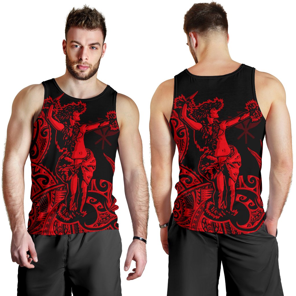 Polynesian Hawaii Men's Tank Top - Hula Girl Red Red - Polynesian Pride