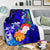 Tonga Custom Personalised Premium Blanket - Humpback Whale with Tropical Flowers (Blue) - Polynesian Pride