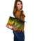 Vanuatu Large Leather Tote Bag - Humpback Whale with Tropical Flowers (Yellow) - Polynesian Pride