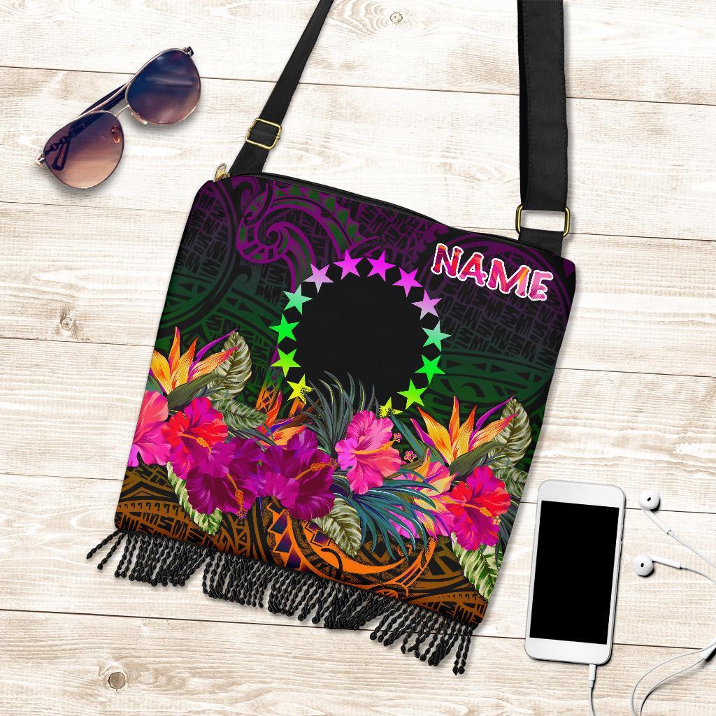 Cook Islands Personalised Polynesian Crossbody Boho Handbag - Summer Hibiscus One Style One Size Reggae - Polynesian Pride