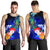 Marshall Islands Men's Tank Top - Humpback Whale with Tropical Flowers (Blue) - Polynesian Pride