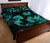 Hawaii Head Hammer Shark Hibiscus Turquoise Quilt Bed Set - Polynesian Pride