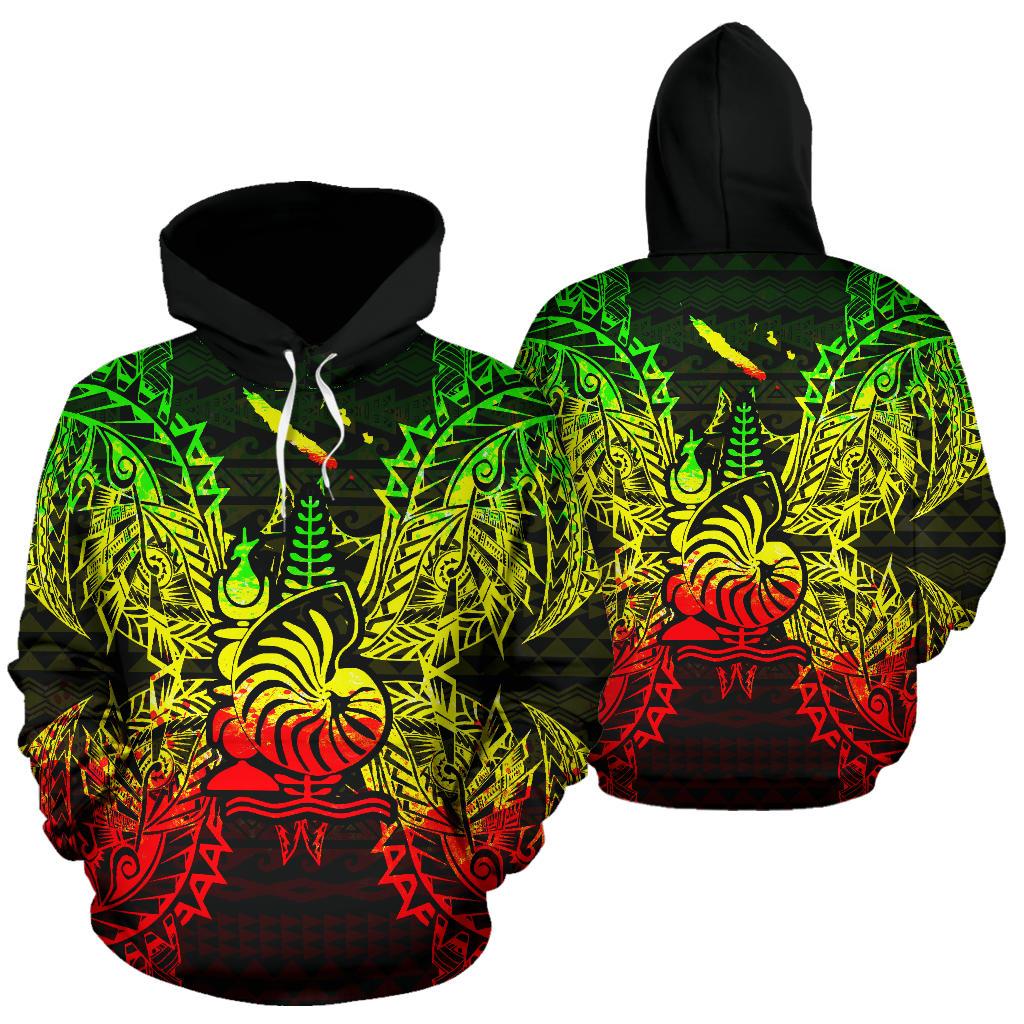 New Caledonia Polynesian ll Over Hoodie Map Reggae Unisex Reggae - Polynesian Pride