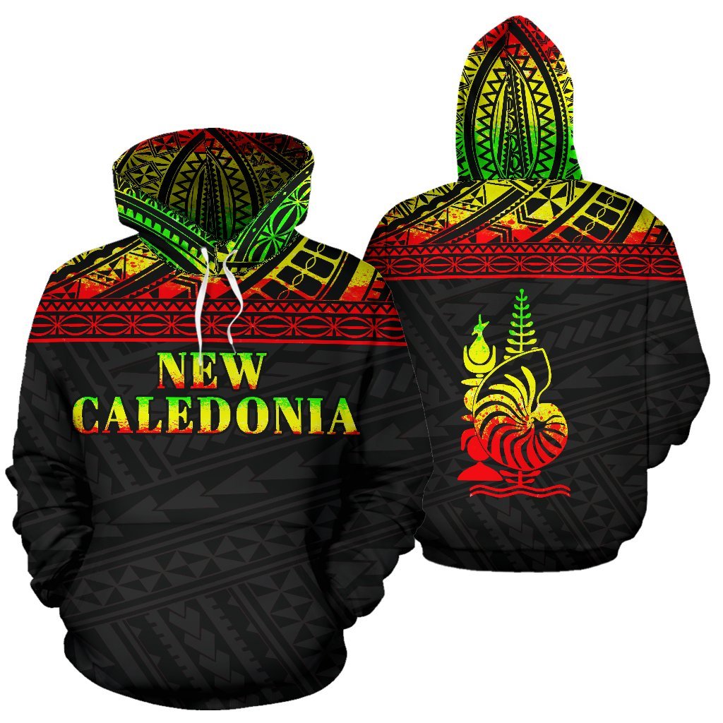 New Caledonia Polynesian All Over Hoodie Horizontal Reggae Style Unisex Reggae - Polynesian Pride