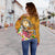 Tonga Custom Personalised Women's Off Shoulder Sweater - Turtle Plumeria (Gold) - Polynesian Pride