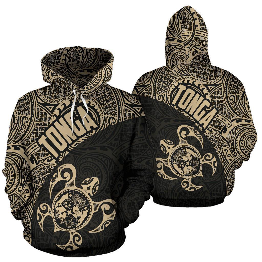 Tonga Hoodie Tonga Coat of Arms In Turtle Polynesian Tattoo0 Unisex Black - Polynesian Pride