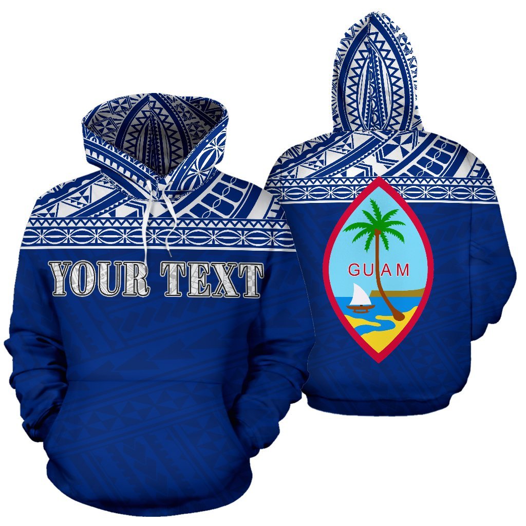 Guam Polynesian All Over Custom Hoodie Blue Horizontal Style Unisex Blue - Polynesian Pride