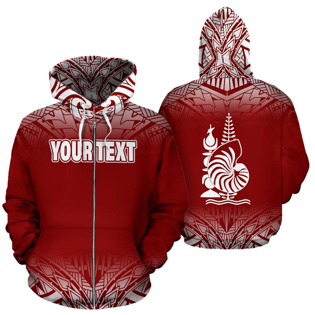 New Caledonia Custom All Over Zip up Hoodie Fog Red Unisex Red - Polynesian Pride