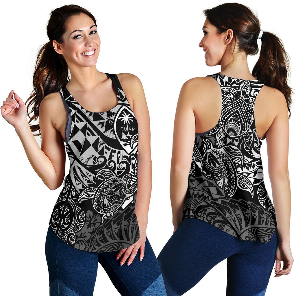 Guam Polynesian Racerback Tank (Women) - White Turtle Flowing White - Polynesian Pride