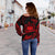 Samoa Polynesian Custom Personalised Women's Off Shoulder Sweater - Red Tribal Wave - Polynesian Pride