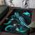 Papua New Guinea Polynesian Area Rugs - Turtle With Blooming Hibiscus Turquoise - Polynesian Pride