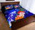 American Samoa Polynesian Custom Personalised Quilt Bed Set - Humpback Whale with Tropical Flowers (Blue) - Polynesian Pride