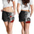 Tahiti Polynesian Women's Shorts - Coat Of Arm With Hibiscus White Women Black - Polynesian Pride