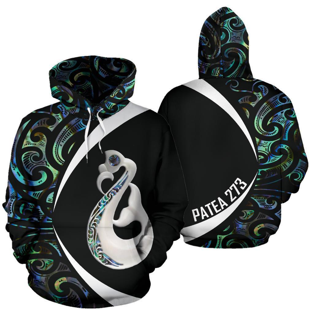 Maori Manaia Paua Shell Hoodie Patea 273 Circle Style Zip Hoodie Art - Polynesian Pride