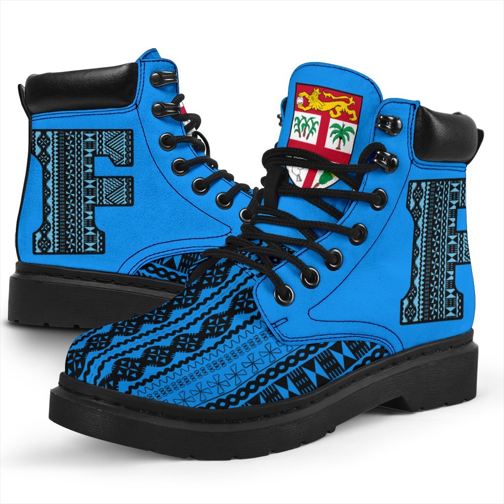 Fijian All - Season Boots - Tapa Pattern Blue - Polynesian Pride