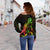 New Caledonia Polynesian Women's Off Shoulder Sweater - Turtle With Blooming Hibiscus Reggae - Polynesian Pride