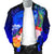 Polynesian Hawaii Custom Personalised Men's Bomber Jacket - Humpback Whale with Tropical Flowers (Blue) - Polynesian Pride